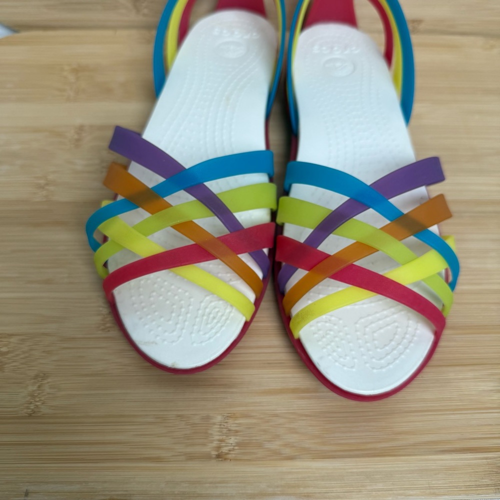Crocs Isabella Rainbow Huarache Flat Jelly Sandal Women Size 7 Slip On - Picture 3 of 12